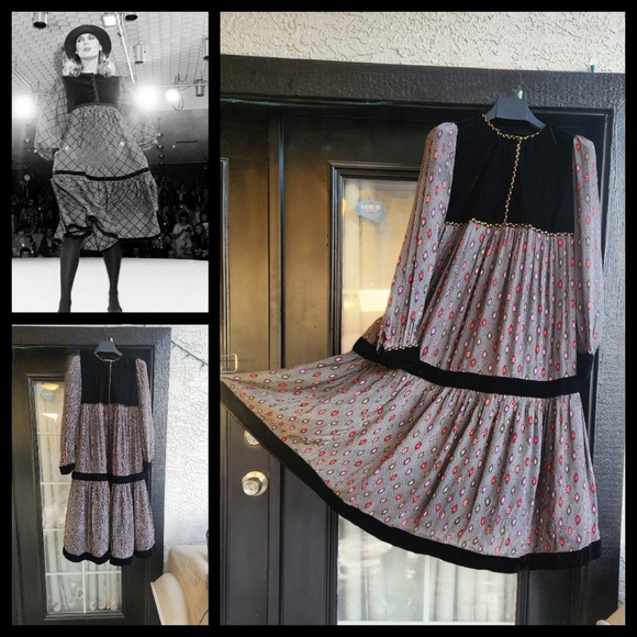 Dresses & Skirts - Vintage  Black Calico & Velveteen‎